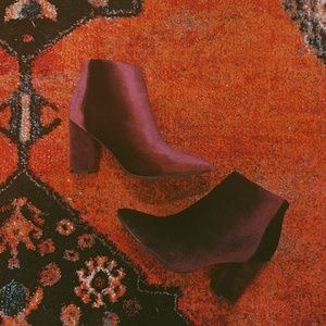 Bamboo Burgandy Maroon Wine Velvet Booties